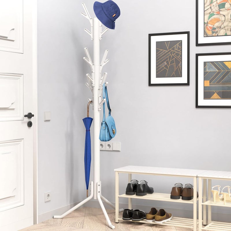 Simple Houseware Standing Coat and Hat Hanger Organizer Tree Shaped Rack for Entryway, Bedroom, and Hallway, 18 Hooks, White - Image 2